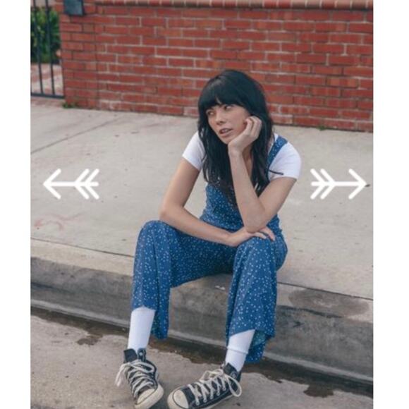 Rolla's Blue White Polka Dot Starry Night Jumpsuit Criss Cross Back NWT Medium - Picture 15 of 15